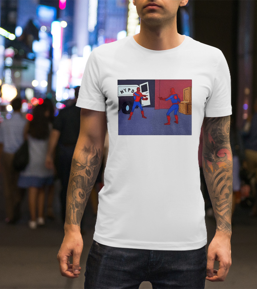NYPD Spider Man Pointing Meme Twins Scene T-Shirt