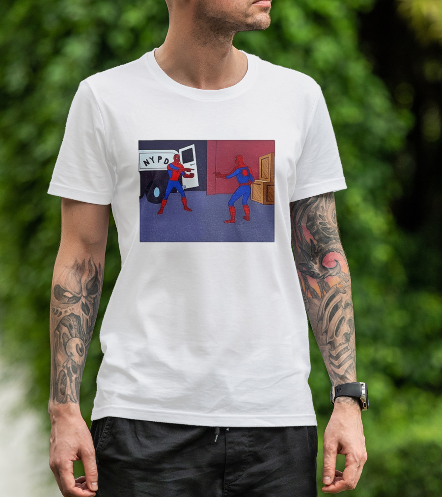 NYPD Spider Man Pointing Meme Twins Scene T-Shirt