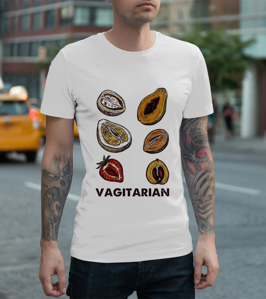 Vagitarian Fruit Humor Strawberry Avocado Papaya Illustrations T-Shirt