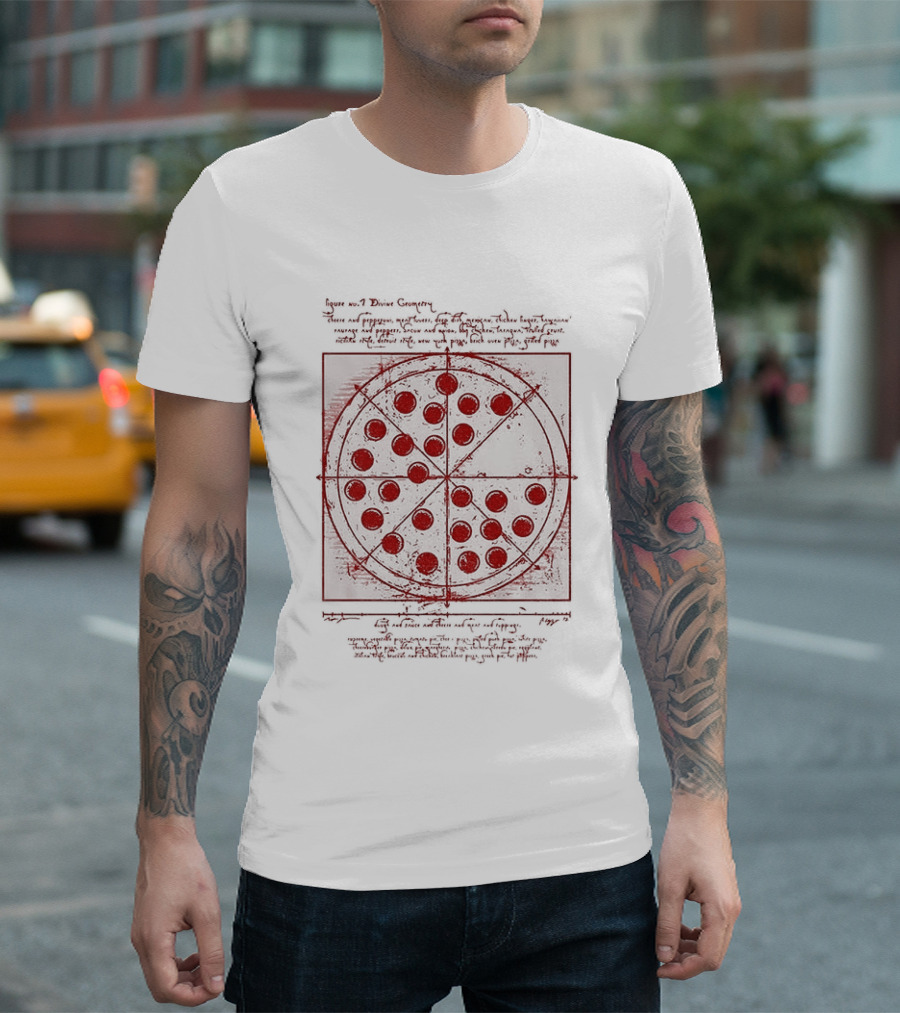 Vitruvian Pizza Leonardo Da Vinci Spider Tom Movie Pizza Drawing T-Shirt