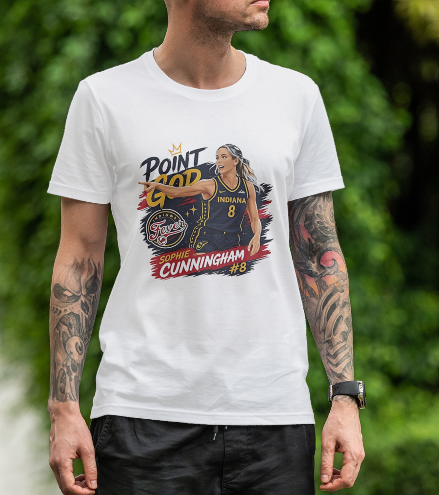 Sophie Cunningham Point God Number 8 Indiana Fever Basketball T-Shirt