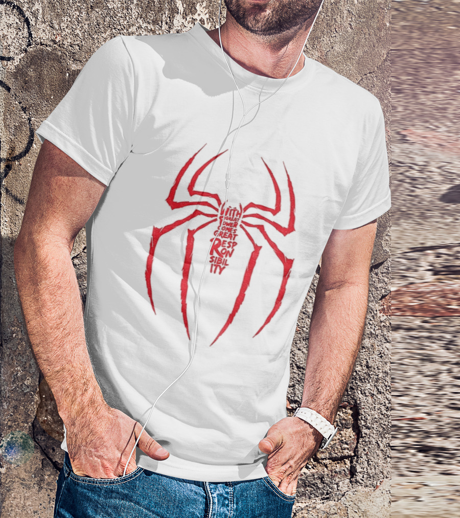 Spider Man Great Responsibility Red Symbol Superhero T-Shirt