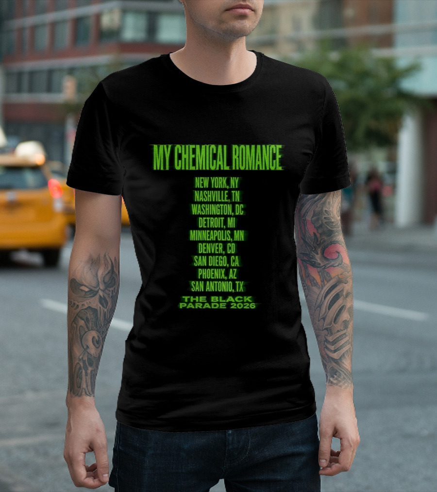 My Chemical Romance The Black Parade 2026 New York City Nashville Washington Detroit Minneapolis Denver San Diego Phoenix San Antonio Tour Dates T-Shirt