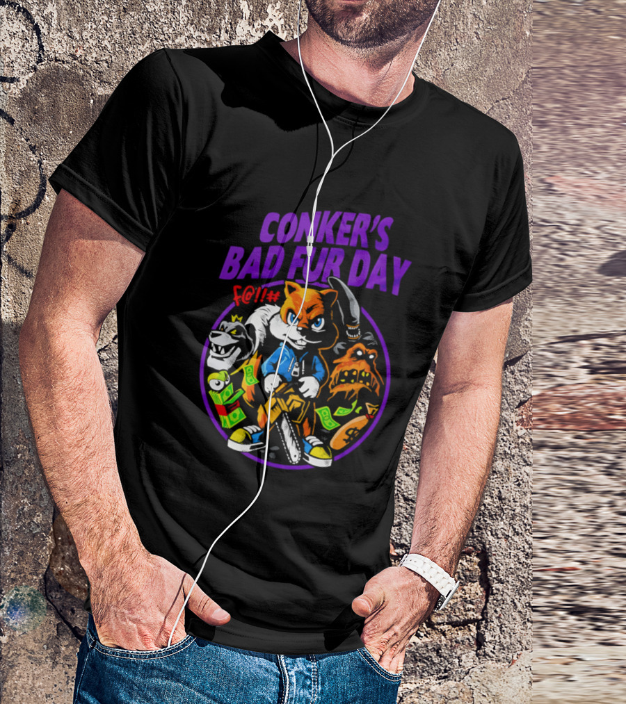 Conker's Bad Fur Day Chainsaw Squirrel Gaming Money T-Shirt
