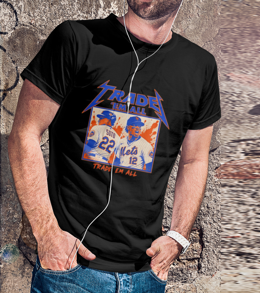 New York Mets Trade Em All Soto Heavy Metal Splatter Player Photos T-Shirt