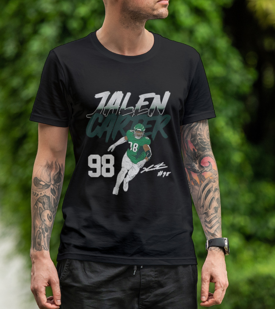 Jalen Carter Philadelphia Eagles 98 Football Player Signature T-Shirt