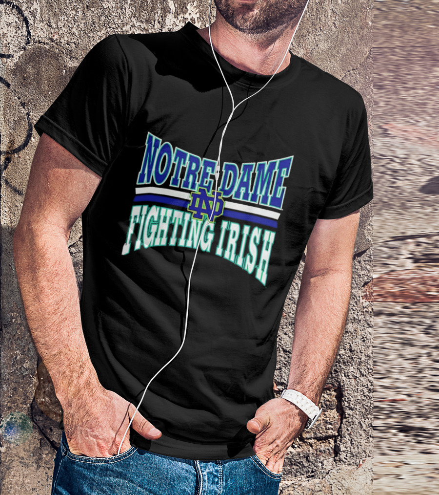 Notre Dame Fighting Irish Interlocking ND Monogram Curved NCAA T-Shirt