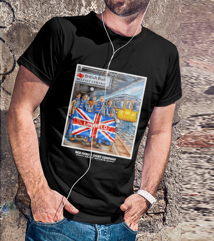 British Rail Belfast Central Linfield UK Flag T-Shirt