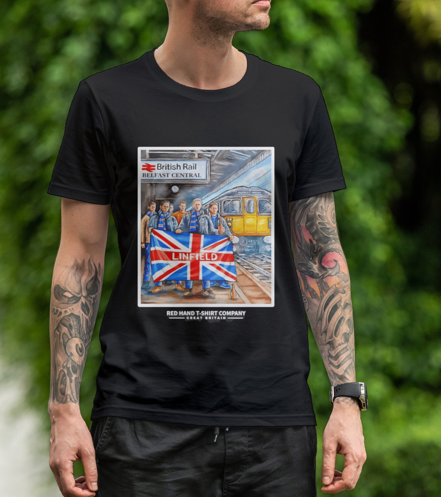 British Rail Belfast Central Linfield UK Flag T-Shirt