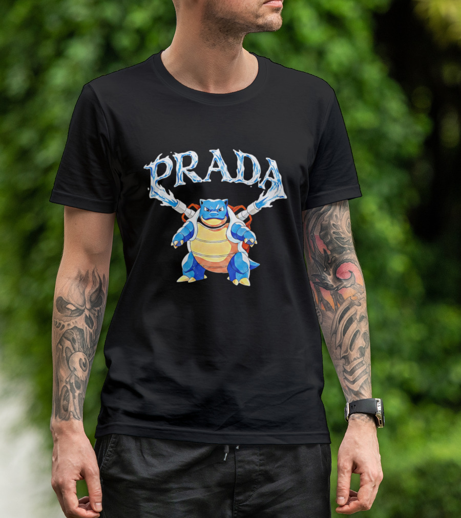 Prada Blastoise Pokemon Mashup Water Cannon T-Shirt