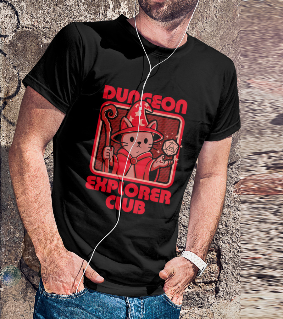 Dungeon Explorer Club RPG Mage Cat T-Shirt