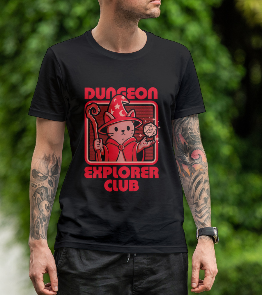 Dungeon Explorer Club RPG Mage Cat T-Shirt