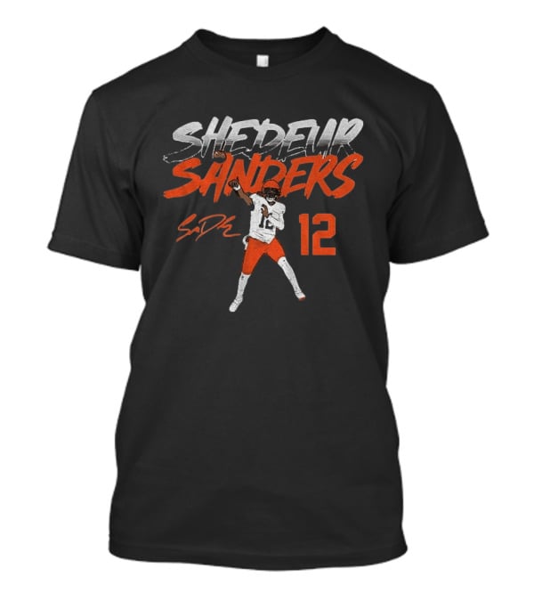 Shedeur Sanders Football Pose Number 12 Cleveland Player T-Shirt