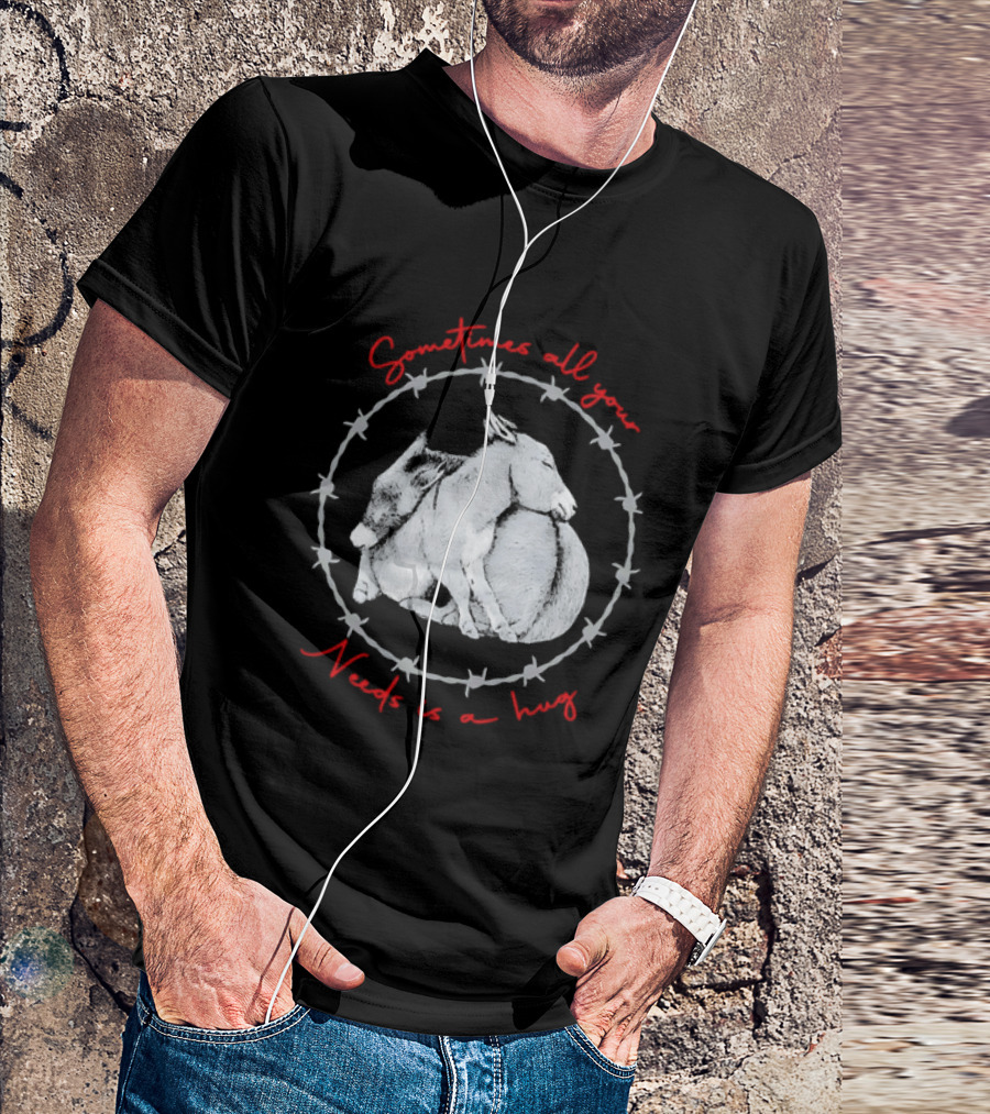 Sometimes All Your Needs Is A Hug Cuddling Donkeys Barbed Wire T-Shirt