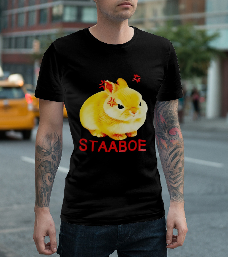 Staaboe Angry Fluffy Yellow Rabbit Red Marks T-Shirt