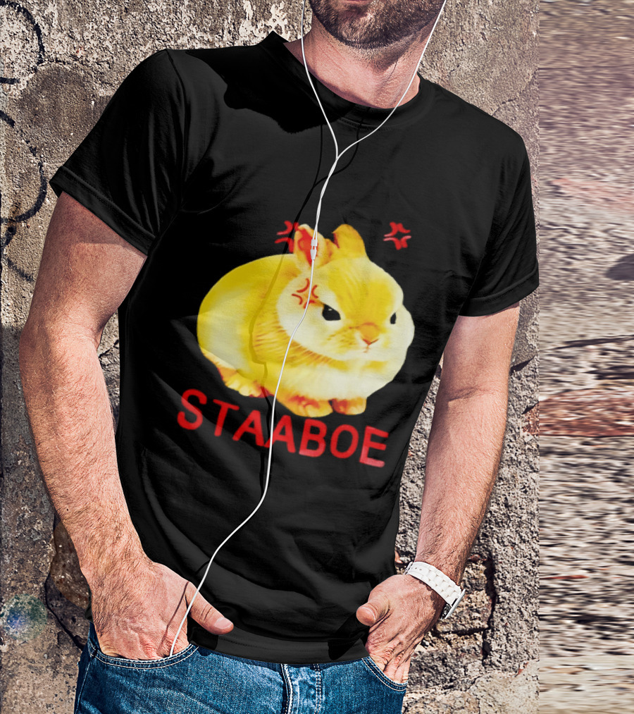 Staaboe Angry Fluffy Yellow Rabbit Red Marks T-Shirt