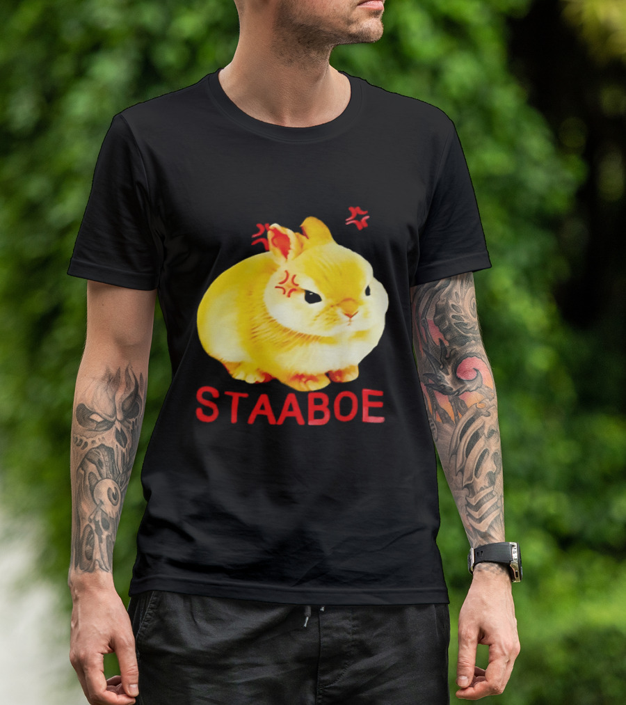 Staaboe Angry Fluffy Yellow Rabbit Red Marks T-Shirt