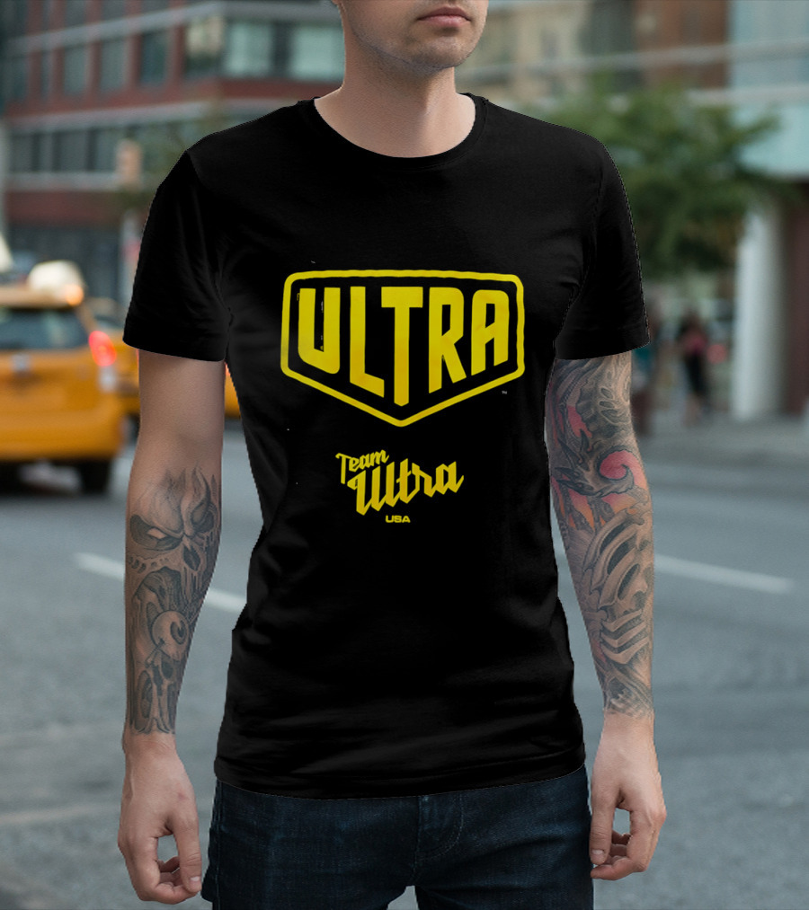 Team Ultra USA Yellow Black Shield Crest Ultra USA T-Shirt