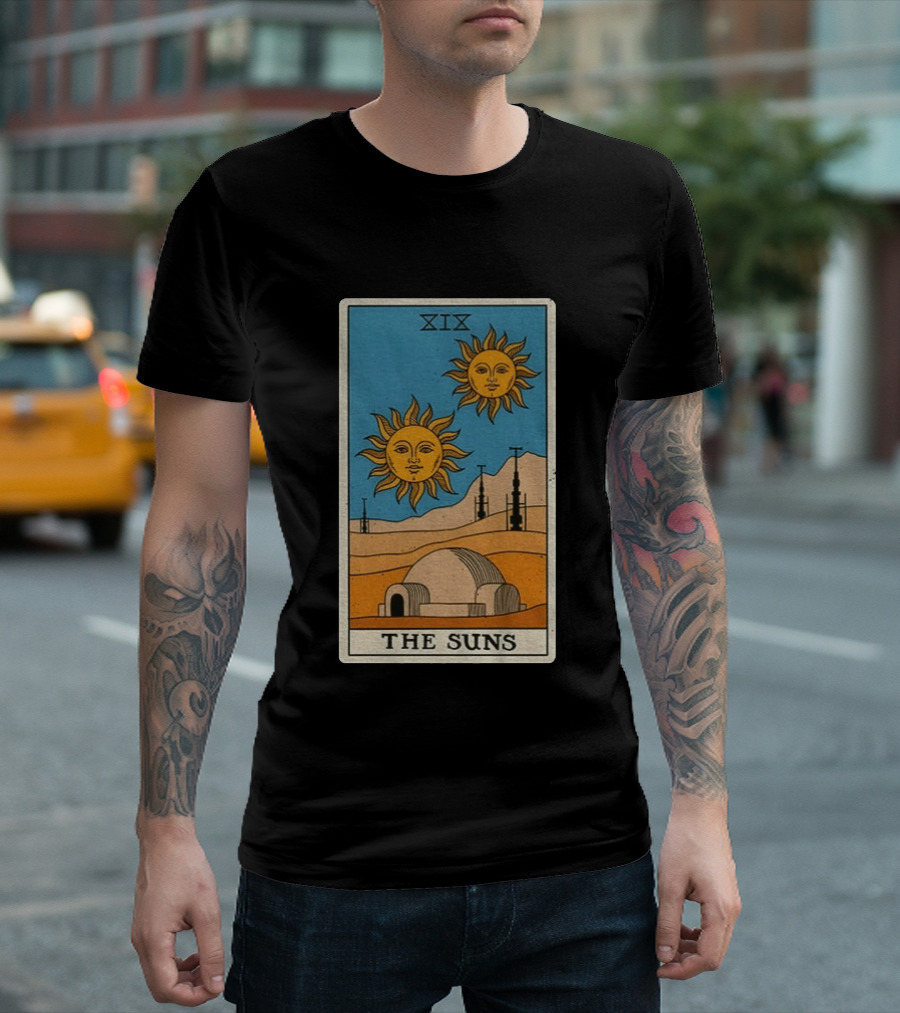 XIX The Suns Twin Suns Tarot Card Star Wars Tatooine Desert Dome T-Shirt