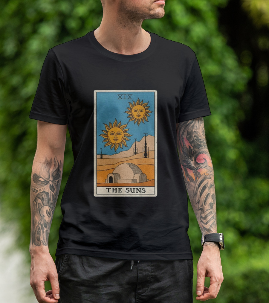 XIX The Suns Twin Suns Tarot Card Star Wars Tatooine Desert Dome T-Shirt
