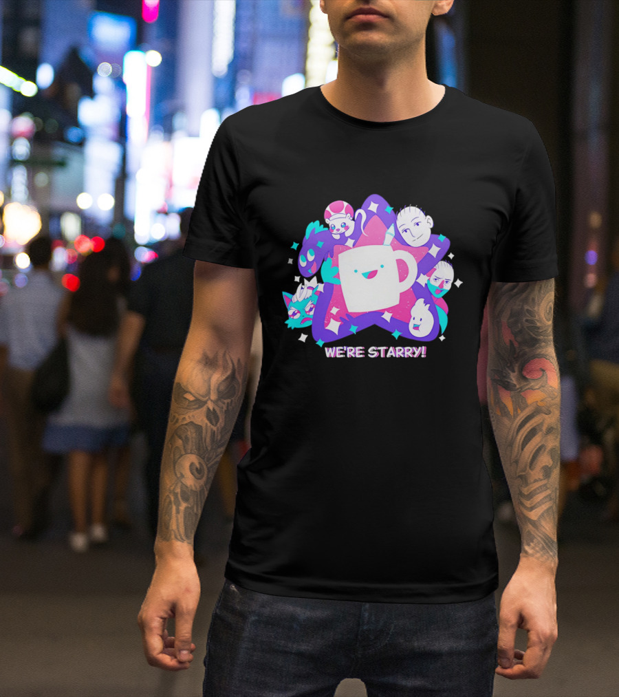 We're Starry Colorful Cartoon Characters And Happy T-Shirt