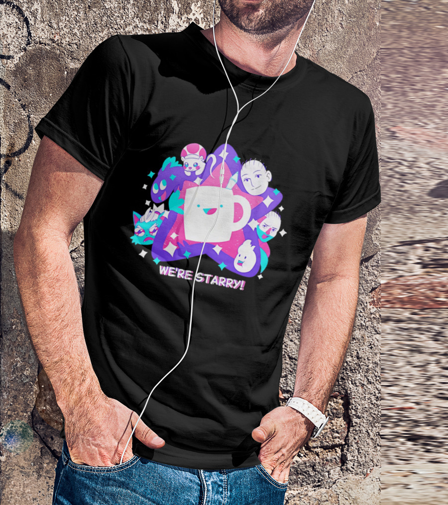 We're Starry Colorful Cartoon Characters And Happy T-Shirt
