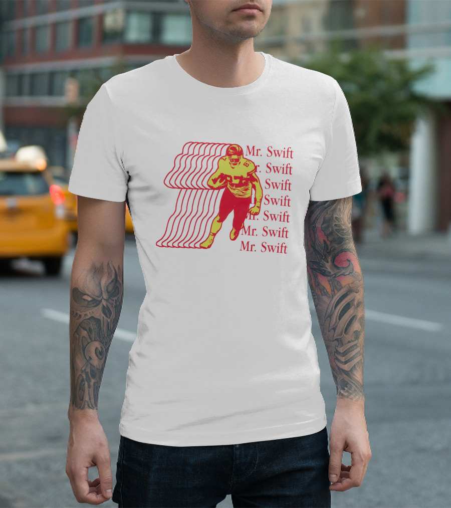 Mr. Swift Travis Kelce Football Player Graphic With Psychedelic Wave T-Shirt