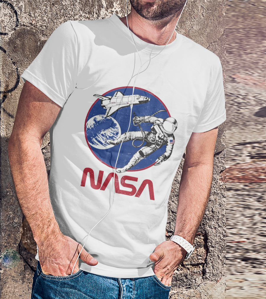 NASA Space Shuttle And Astronaut Earth Scene T-Shirt