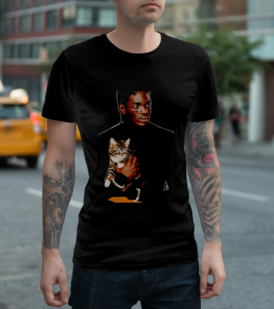 Young Man Holding A Tabby Cat Painting T-Shirt