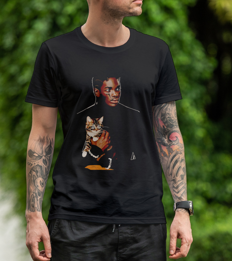 Young Man Holding A Tabby Cat Painting T-Shirt