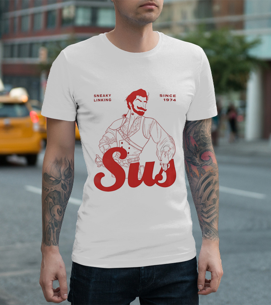 Sneaky Linking Since 1974 Sus Man Red Western T-Shirt