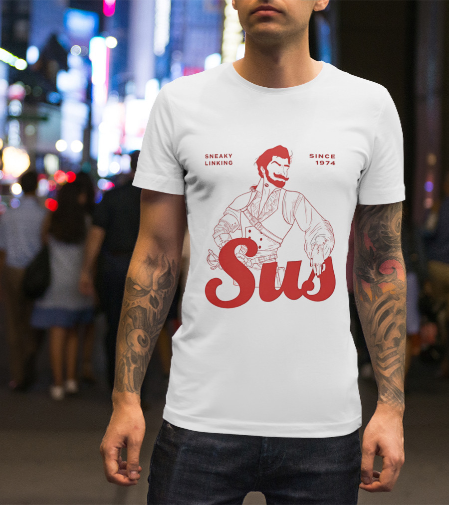 Sneaky Linking Since 1974 Sus Man Red Western T-Shirt