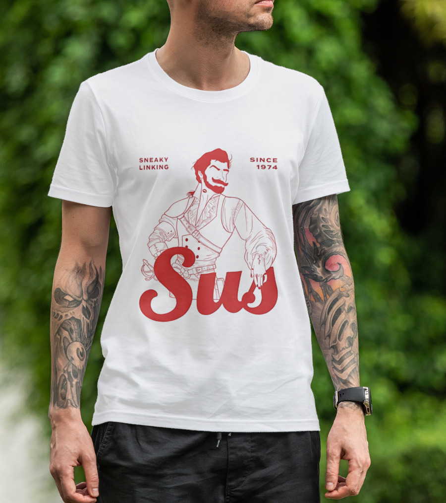 Sneaky Linking Since 1974 Sus Man Red Western T-Shirt