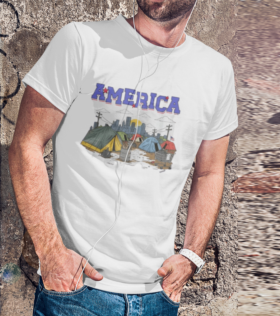 America Cityscape Homeless Encampment T-Shirt
