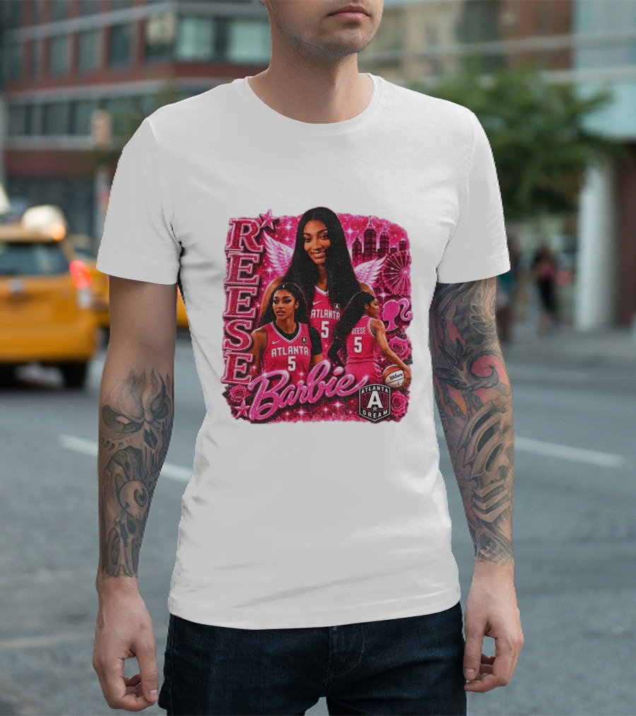 Angel Reese Atlanta Dream Barbie Pink Basketball Collage WNBA T-Shirt