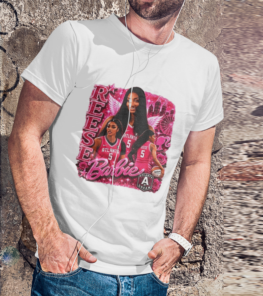 Angel Reese Atlanta Dream Barbie Pink Basketball Collage WNBA T-Shirt
