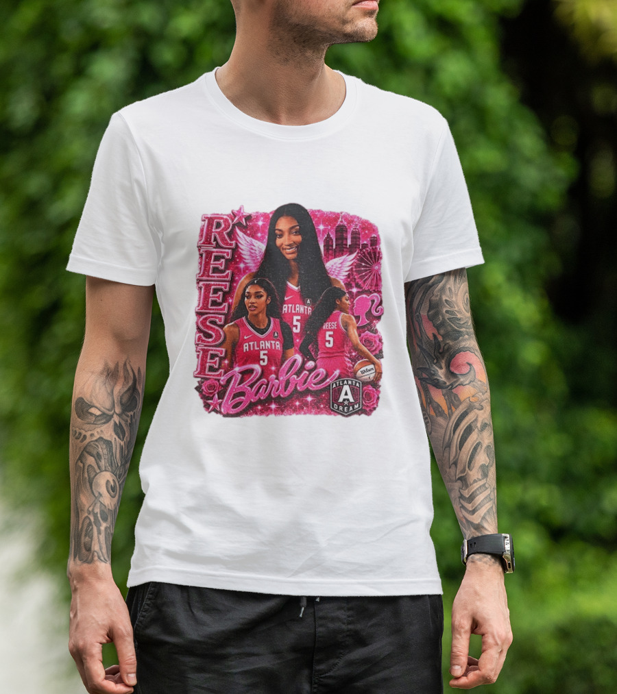 Angel Reese Atlanta Dream Barbie Pink Basketball Collage WNBA T-Shirt