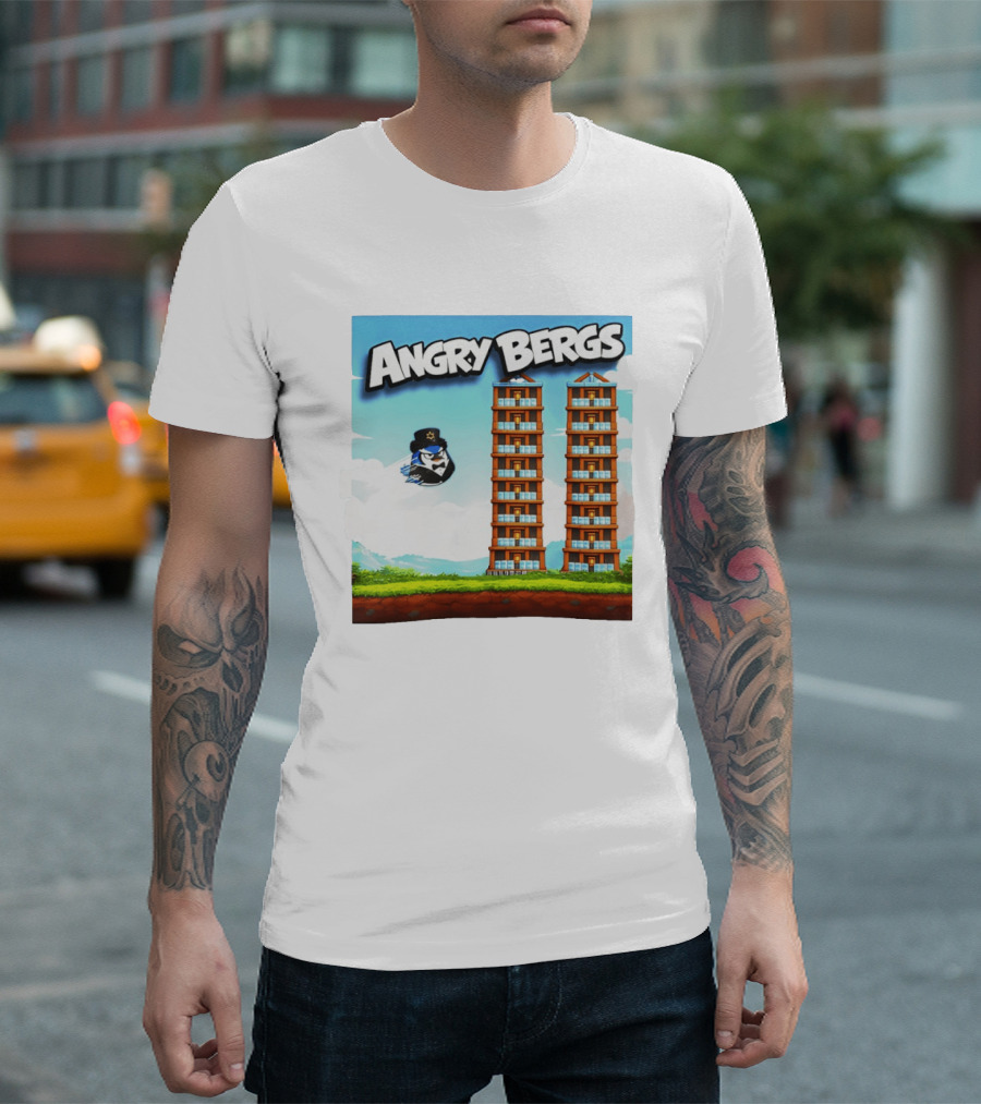 Angry Bergs Funny Parody Building Smash блоки Stack Game T-Shirt