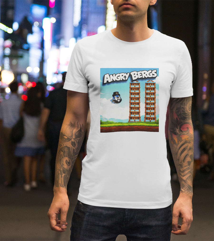 Angry Bergs Funny Parody Building Smash блоки Stack Game T-Shirt