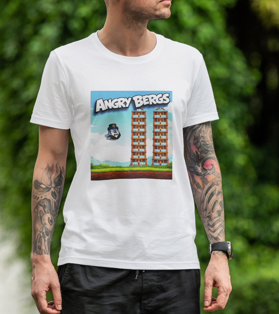 Angry Bergs Funny Parody Building Smash блоки Stack Game T-Shirt
