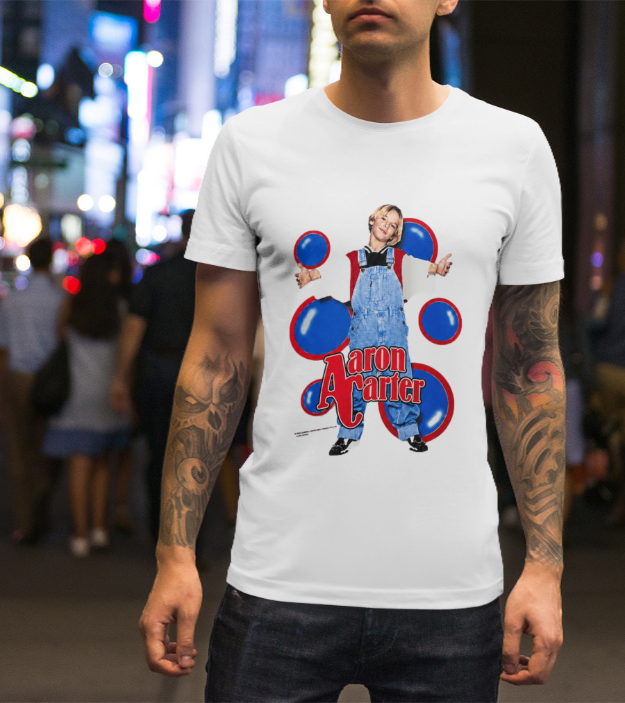 Aaron Carter Overalls Blue Red Circles Fashion T-Shirt