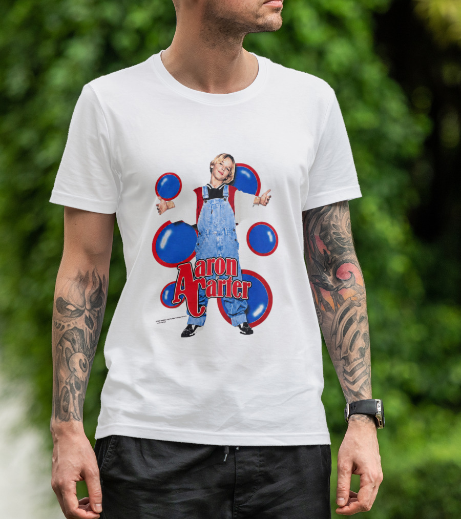 Aaron Carter Overalls Blue Red Circles Fashion T-Shirt