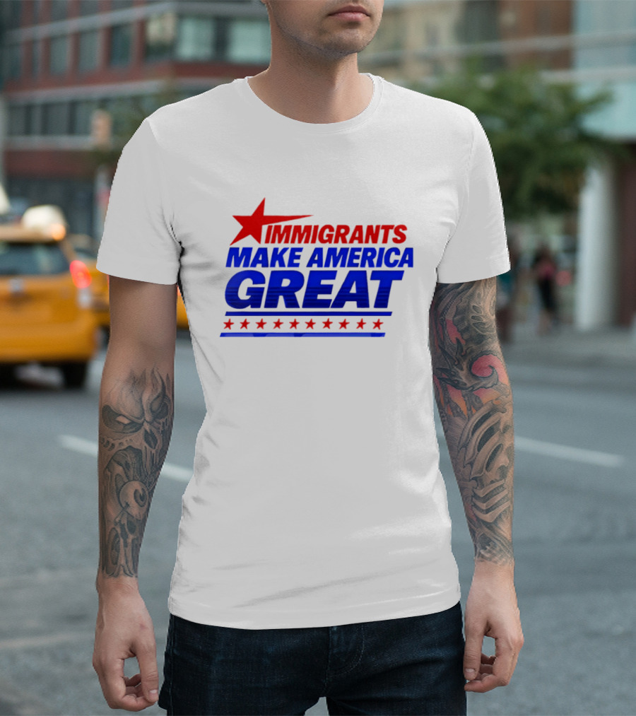Immigrants Make America Great Red Star Political Message 2026 T-Shirt