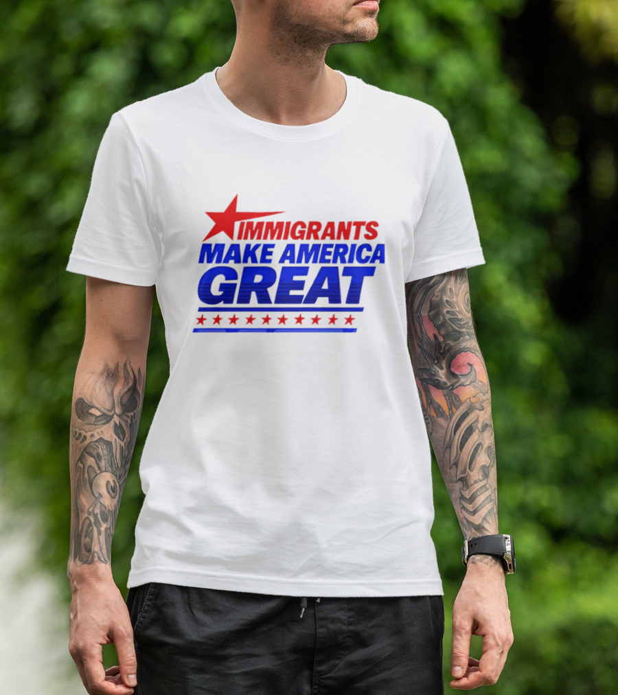 Immigrants Make America Great Red Star Political Message 2026 T-Shirt