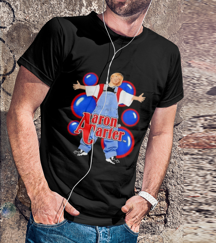 Aaron Carter Denim Overalls Bubbles Photo Bootleg T-Shirt