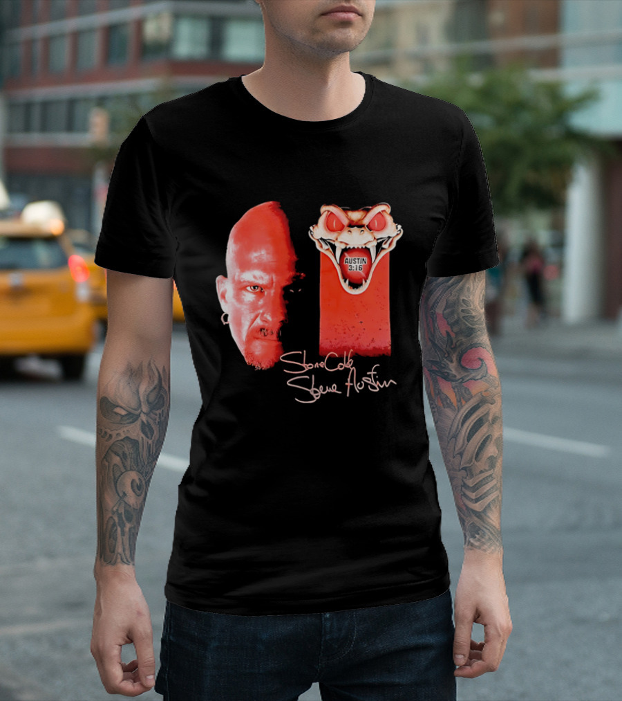 Austin 3 16 Stone Cold Steve Red Rattlesnake Head Signature T-Shirt