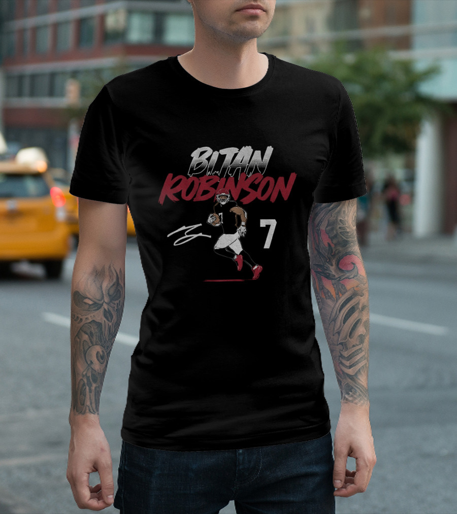 Bijan Robinson Atlanta Football Number 7 Signature T-Shirt