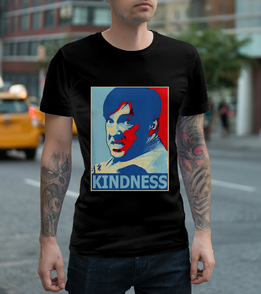 Kindness Mustachioed Man Halftone T-Shirt