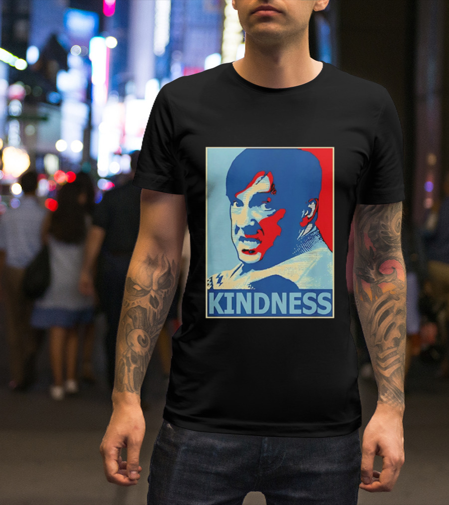 Kindness Mustachioed Man Halftone T-Shirt