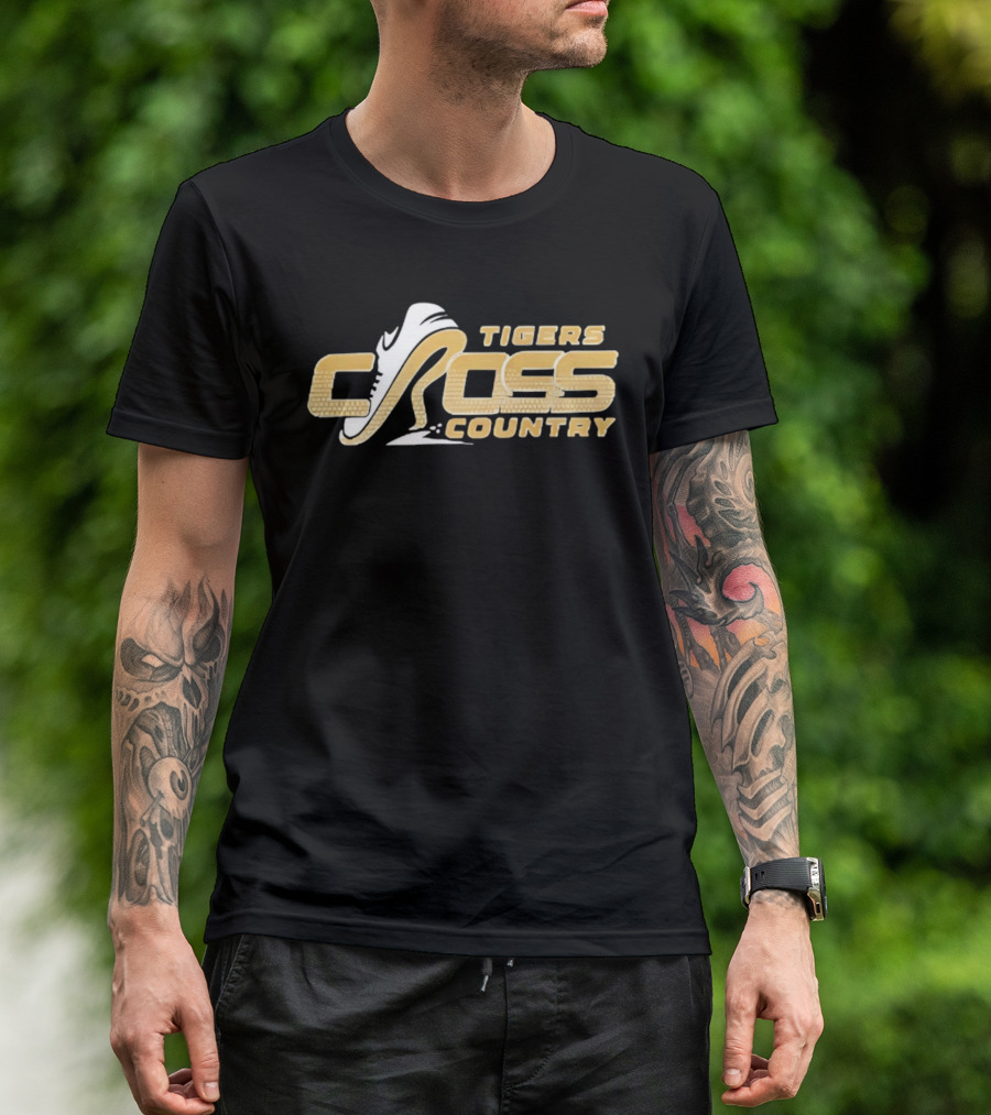 Tigers Cross Country Running Shoe Gold Brick Texture T-Shirt